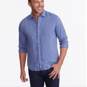 Untuckit Ravines Linen Button Down Shirt Blue Chambray 3XL